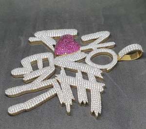 Colgante de moissanita real VVS personalizado en estilo hip-hop chapado en oro blanco de 14 quilates - Product Image 2