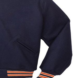 Vestes d'hiver grande taille pour hommes Veste en cuir universitaire avec broderie en chenille et blocs de couleurs, style universitaire côtelé - Product Image 3