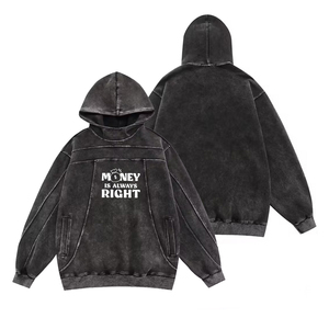 Sweat à capuche de haute qualité délavé à l'acide, épaule tombante, multi-poches, logo personnalisé sérigraphié, conception polaire décontractée pour le service d'hiver OEM - Product Image 3