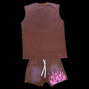 Conjunto de Sudadera con capucha y cremallera corta para hombre con logotipo personalizado, ropa de entrenamiento de nailon a prueba de viento, chándales de algodón 100% bordados Vintage - Product Image 4