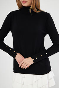 Chandail en tricot boutonné à col roulé à manches longues pour femmesSports, CasualOfficeStylishWear Opportunity en gros - Product Image 3