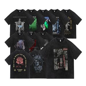 Camiseta gráfica para hombre de High Street Logotipo personalizado Microfibra Algodón Impreso Oversized Manga corta Streetwear Style Washed Technics - Product Image 3