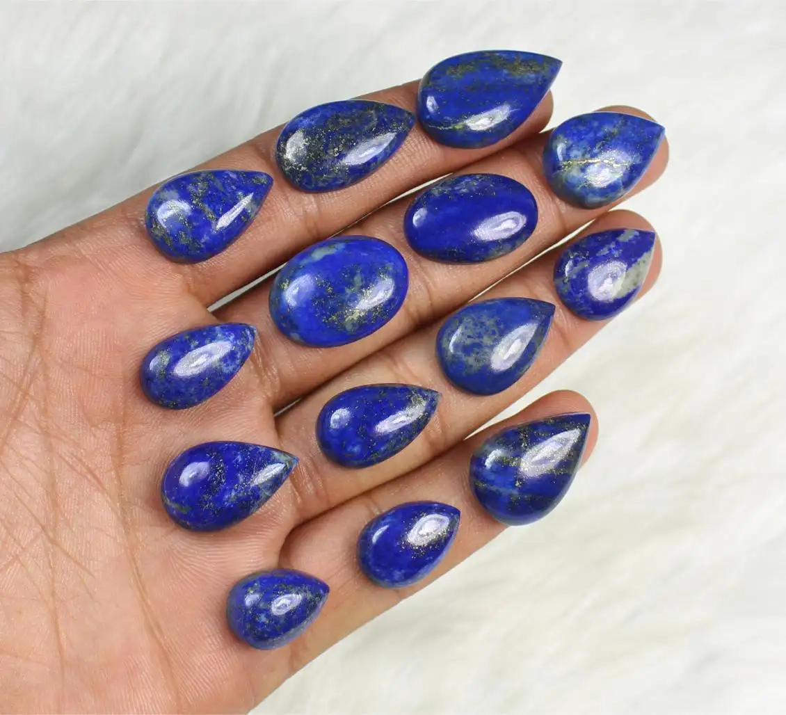 Pierre précieuse de lapis-lazuli bleu pour la fabrication de colliers à pendentif, mélange de formes et de tailles, cabochons en lapis bleu faits à la main, vente en gros