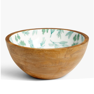 Saladier décoratif moderne avec bol en bois de manguier imprimé en émail Vaisselle parfaite pour servir des chocolats aux fruits et des collations - Product Image 4