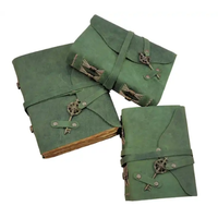 Carnet de notes vintage en cuir vert avec boussole, papier à bords festonnés, 240 pages, 8x6 pouces, fait main, journal intime, cadeau, vente en gros