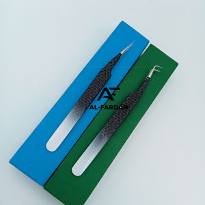 Logotipo personalizado, pinzas de extensión de pestañas de aislamiento de 90 grados, puntiagudas, negro, blanco, Ombre, agarre de diamante, pestañas de volumen de acero inoxidable - Product Image 2