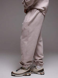 Pantalones de chándal beige para hombre, pantalones lavados de lana pesada, Joggers, puños elásticos, algodón suave relajado, bolsillo trasero, ropa de calle mínima - Product Image 2