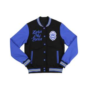 Zeta Phi Beta Sorority Varsity Jacket Noir Bleu Polaire Letterman Style Personnalisé Brodé Grec Vie Vêtements Collegiate Wear - Product Image 1