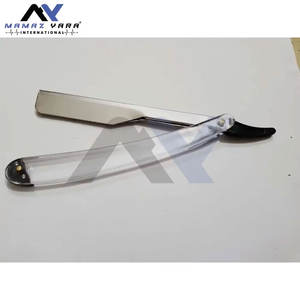 Rasoir droit professionnel pour un toilettage précis, manche en plastique transparent avec lame remplaçable pour le rasage des barbiers - Product Image 2