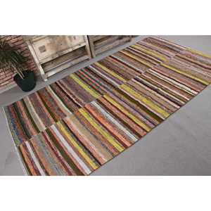 Turkish Vintage Rug, 4.7x8.5 ft Kilim Rug, <b>Brown</b> Animal Print <b>Wool</b> Rug - Product Image 3