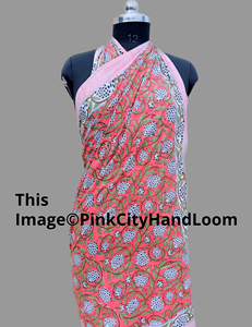 ผ้าโสร่งสำหรับชายหาดผ้าคอตตอนแท้พิมพ์ลายบล็อกมือสไตล์อินเดียผ้าพันคอ100% - Product Image 2