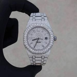 Montre-bracelet automatique personnalisée en acier inoxydable avec diamants Moissanite VVS certifiés, style Hip Hop Iced Out, pour hommes élégants - Product Image 1