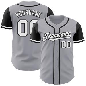 Camiseta de béisbol de dos tonos auténtica gris blanco-negro personalizada ropa de equipo personalizada más vendida - Product Image 1