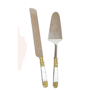 Bright Collection มีดและที่เสิร์ฟเค้กโลหะสีทองเกรดสูง (ชุด2ชิ้น) สำหรับงานเลี้ยงหมั้น - Product Image 3