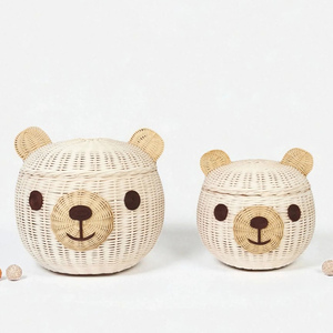 Cesta con forma de animal adorable para decoración de baby shower para niña, cestas de almacenamiento de ratán sostenible - Product Image 6