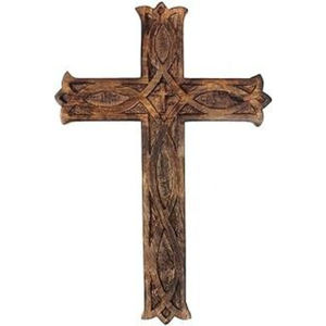 Handmade Carved Wood Cross Wall Hanging Antique Religious Christian Decor Mango Wood Altar Crucifix For Home Decoration - Product Image 2