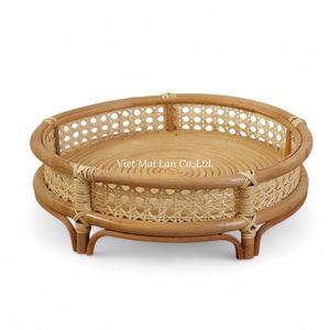 Wholesale Handmade Rattan Tray From Vietnam For Serving Food Drinks And Home Decor Export Market - Product Image 1