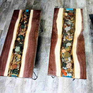 HOME BRINGING and <b>WOOD</b> Best Quality Luxury Home Furniture Solid Walnut <b>Wood</b> STUNNING Dining Coffee River Kitchen Epoxy - Product Image 1