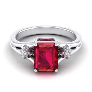 Anillo de Plata de Ley 925 de Alta Calidad REYES con Moissanita, Corte Esmeralda Brillante, Gema de Rubí de 2.5 Quilates, Joyería Fina para Regalo - Product Image 5