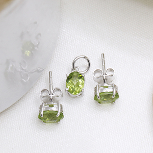Top Quality Natural Peridot Gemstone In 925 <b>Sterling</b> <b>Silver</b> Pendant And <b>Stud</b> <b>Earrings</b> Handmade Jewelry For Wholesale - Product Image 2