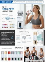 Générateur de bouteille d'eau hydrogénée portable SPE PEM, ioniseur H2 à haute concentration, sans BPA, logo personnalisé, marque privée, bien-être