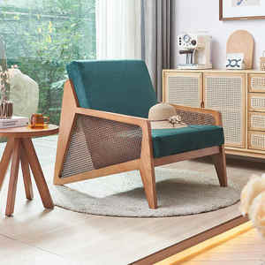 Sillas de salón de mimbre tejidas de madera maciza de diseño moderno, muebles comerciales para cafetería, Villa, comedor, sala de estar de Hotel - Product Image 1