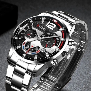 Montre de luxe lumineuse et tendance en acier inoxydable de haute qualité, montre-bracelet à quartz avec calendrier pour hommes - Product Image 4