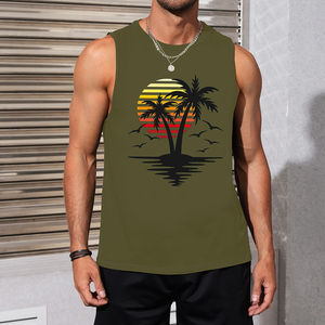 Camiseta de fitness personalizada de algodón puro French Terry, sudadera sin mangas, camiseta sin mangas informal para hombre, tarifa al por mayor, servicio OEM - Product Image 3