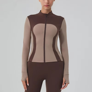 Ropa Deportiva con Logotipo Personalizado, Transpirable, Ajustada, de Manga Larga con Orificio para el Pulgar, Tops Deportivos para Gimnasio y Fitness, Chaqueta de Yoga con Cremallera para Mujer - Product Image 2