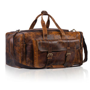 Bolso de viaje de lona de cuero de búfalo de grano completo con estilo hecho a mano cuero genuino de moda para uso personal precio al por mayor venta - Product Image 1