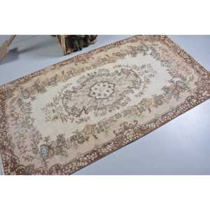 Vintage Turkish Area Rug 3.7x6.7 ft (112x205 cm), <b>Brown</b> Ombr Rug - Product Image 2