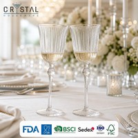 Calice da Vino in Cristallo CRYSTAL 290ml, Artigianale con Scanalature Verticali, per Hotel, Ristoranti, Banchetti, Logo Personalizzato, Vendita all'Ingrosso