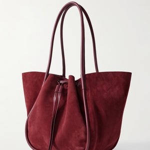 Sac fourre-tout en daim de haute qualité avec fermeture éclair, grande capacité, couleur bordeaux, sac à main à bandoulière pour le bureau et l'usage quotidien - Product Image 4