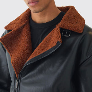 Veste en cuir de mouton d'hiver de style le plus populaire vêtements d'extérieur en fausse fourrure pour hommes - Product Image 3