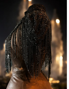 Robe de soirée élégante pour femmes, cape à paillettes, perles brodées, cristal, tissu organza antistatique respirant pour - Product Image 2