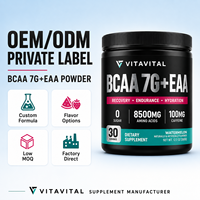 Poudre de BCAA EAA |   Complément alimentaire sportif à base d'acides aminés 8500 mg pour adultes |   OEM ODM Marque privée Étiquette propre Faible MOQ Végétalien