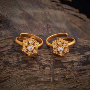 Silver Temple <b>Gold</b>-Plated <b>Toe</b> <b>Ring</b> 181796 Featuring a Diamond Set in Brass for Weddings Engagements and Gifts - Product Image 1