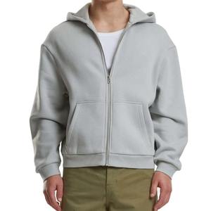 เสื้อฮู้ดซิปผู้ชายคุณภาพสูง แขนยาว ผ้าฝ้าย 100% ทรงโอเวอร์ไซส์ พร้อมโลโก้สั่งทำ ทรงหลวมไหล่ตก เสื้อฮู้ดซิปเรียบ - Product Image 1