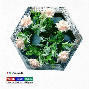 Hexagonal Wooden Artificial <b>Flower</b> <b>Wall</b> Frame 30x30 cm (AFF-Frame-8) - Product Image 1