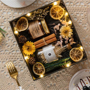 ODM/OEM grosir disesuaikan dekorasi rumah mewah kering tanaman wangi lilin kedelai lilin dengan kaca botol dan logam tutup Hadiah Set - Product Image 6