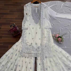 ชุดคุร์ตา/คุรตีผ้ากำมะหยี่ปักลายหนักสไตล์อินเดีย/ปากีสถานสำหรับผู้หญิง  แบบกลับด้านได้ เหมาะสำหรับงานปาร์ตี้ งานแต่งงาน งานดิวาลี ใส่ได้ทุกฤดู - Product Image 1