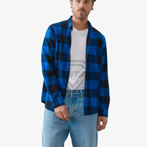 เสื้อเชิ้ตผ้าสักหลาดลายสก็อตสำหรับผู้ชายเสื้อเชิ้ตแขนยาวผ้าฝ้ายสำหรับฤดูหนาว - Product Image 1