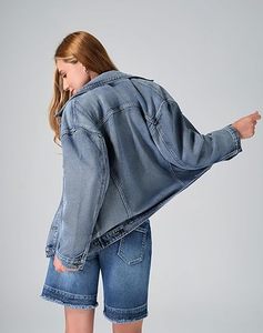 Veste en jean pour femme de haute qualité 2025 avec strass et boutons, style décontracté tendance personnalisé OEM pour les marques de streetwear de boutique - Product Image 3