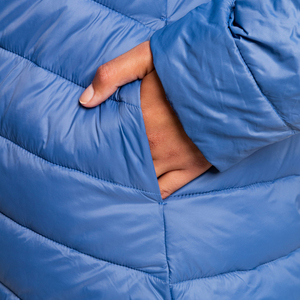 Chaqueta acolchada azul cielo para mujer de calidad superior 2025 diseño de moda largo y brillante con tela estampada con relleno de algodón - Product Image 6