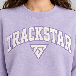 Sudadera de Cuello Redondo con Letras Universitarias en Color Lavanda Sólido para Mujer, Manga Larga, Personalizada, Trackstar OEM, Marca Privada - Product Image 5
