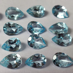 ลูกแพร์สีฟ้าบุษราคัมธรรมชาติตัดมม. ขนาด7x10มม.-ลูกแพร์บุษราคัมสีฟ้าหลวม - Product Image 1