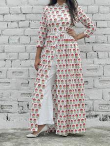 Mini Magenta Mandarin Cape Qualité Indian Fashion Styling Ladies' Kurti et Pantalon Robe Tissu Fabriqué par Indian Company - Product Image 5