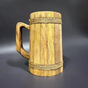 Taza de Madera Vikinga Hecha a Mano, Taza de Café de Madera Natural con Ágata, Estilo Náutico, Tema Animal - Product Image 4