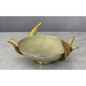 Snacks de metal martillado de calidad creativa, cuenco para servir dulces, Loto dorado, acento decorativo para el hogar, buen precio - Product Image 4