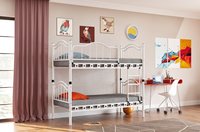 Lit superposé double en métal de luxe VAYA HAPPY DREAMS pour dortoir, école, chambre d'enfants, 90x200cm/100x200cm, multicolores